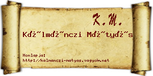 Kálmánczi Mátyás névjegykártya